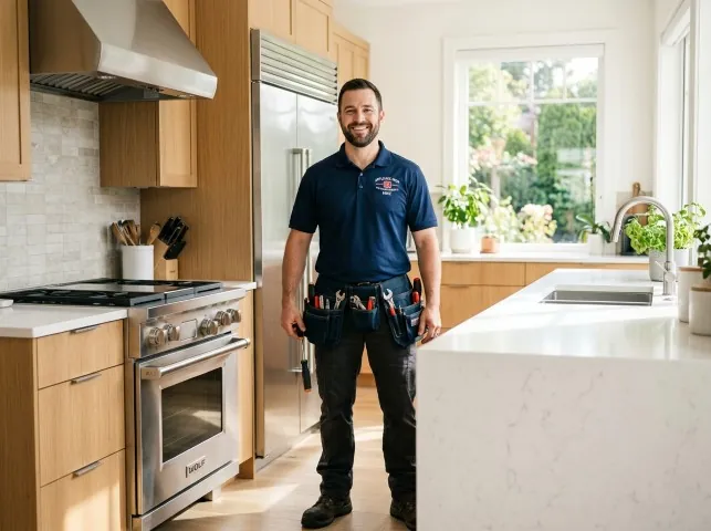 Appliance Repair Hero technician in a Birchrunville, PA kitchen after an appliance repair